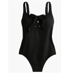 NWT J Crew Laced Up One Piece Swimsuit Pique Black size 6
